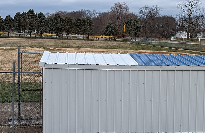 baseball bugout with metal roof in central illinois