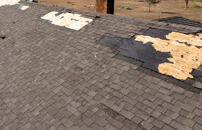 Tornado damage to roof and shingles central illinois